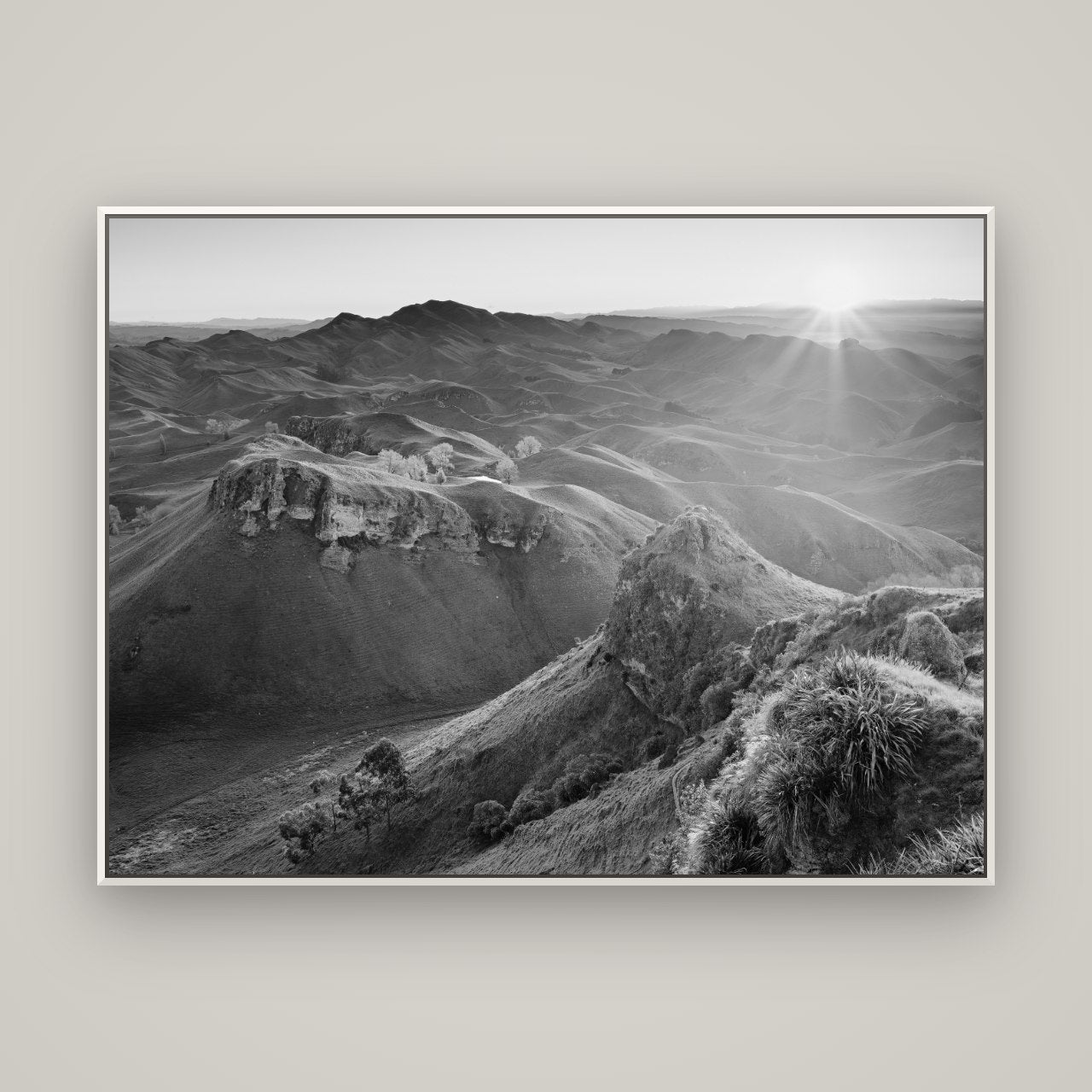 Te Mata Peak, Hawke's Bay — Basel White, 160×120 cm. New Zealand fine art wall art by Stephen Milner.