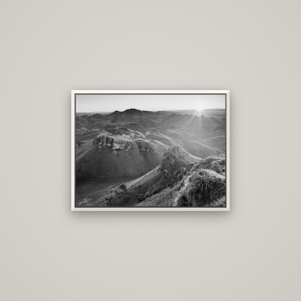 Te Mata Peak, Hawke's Bay — Basel White, 67×50 cm. New Zealand fine art wall art by Stephen Milner.