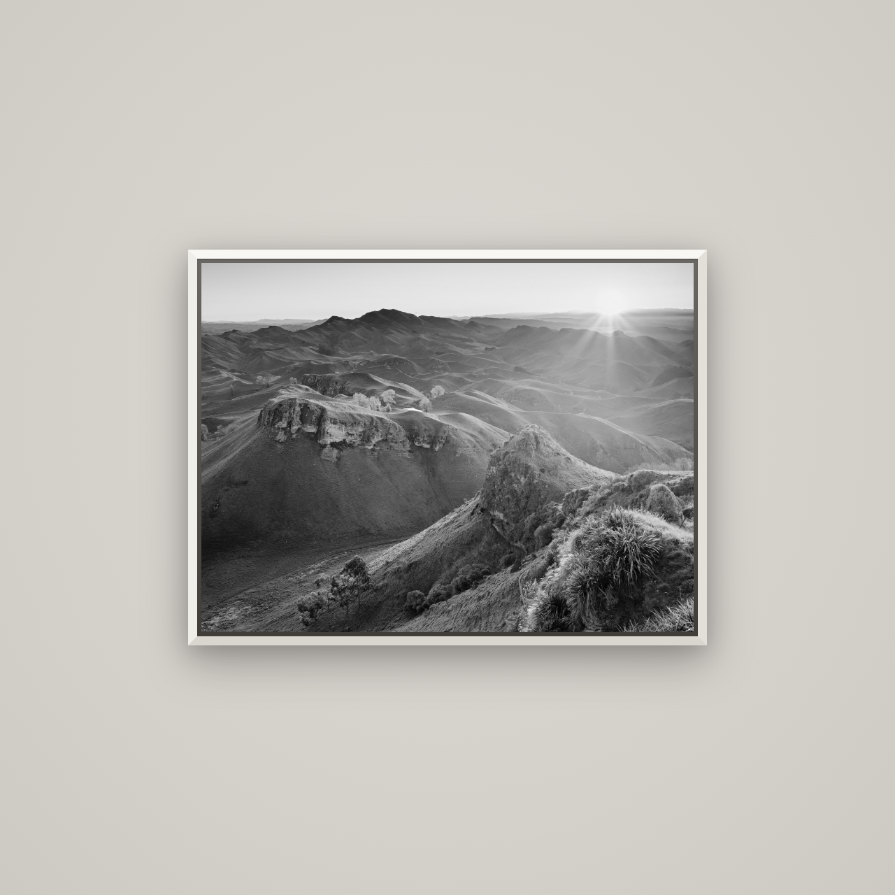 Te Mata Peak, Hawke's Bay — Basel White, 80×60 cm. New Zealand fine art wall art by Stephen Milner.