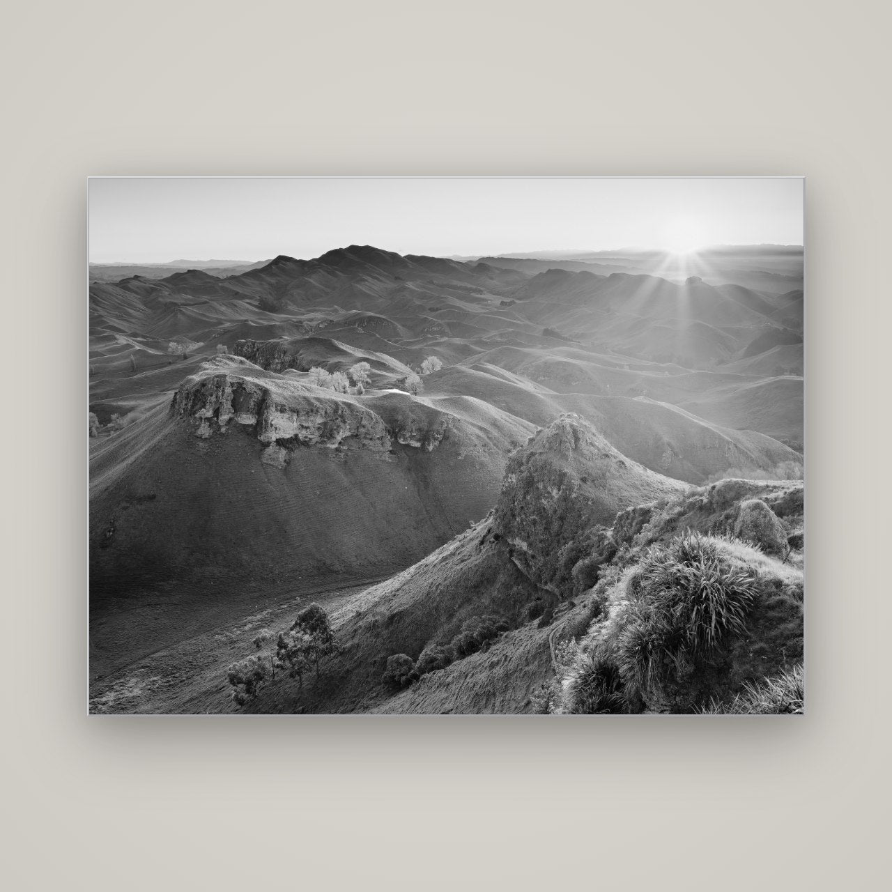 Te Mata Peak, Hawke's Bay — Slimline Silver, 160×120 cm. New Zealand fine art wall art by Stephen Milner.