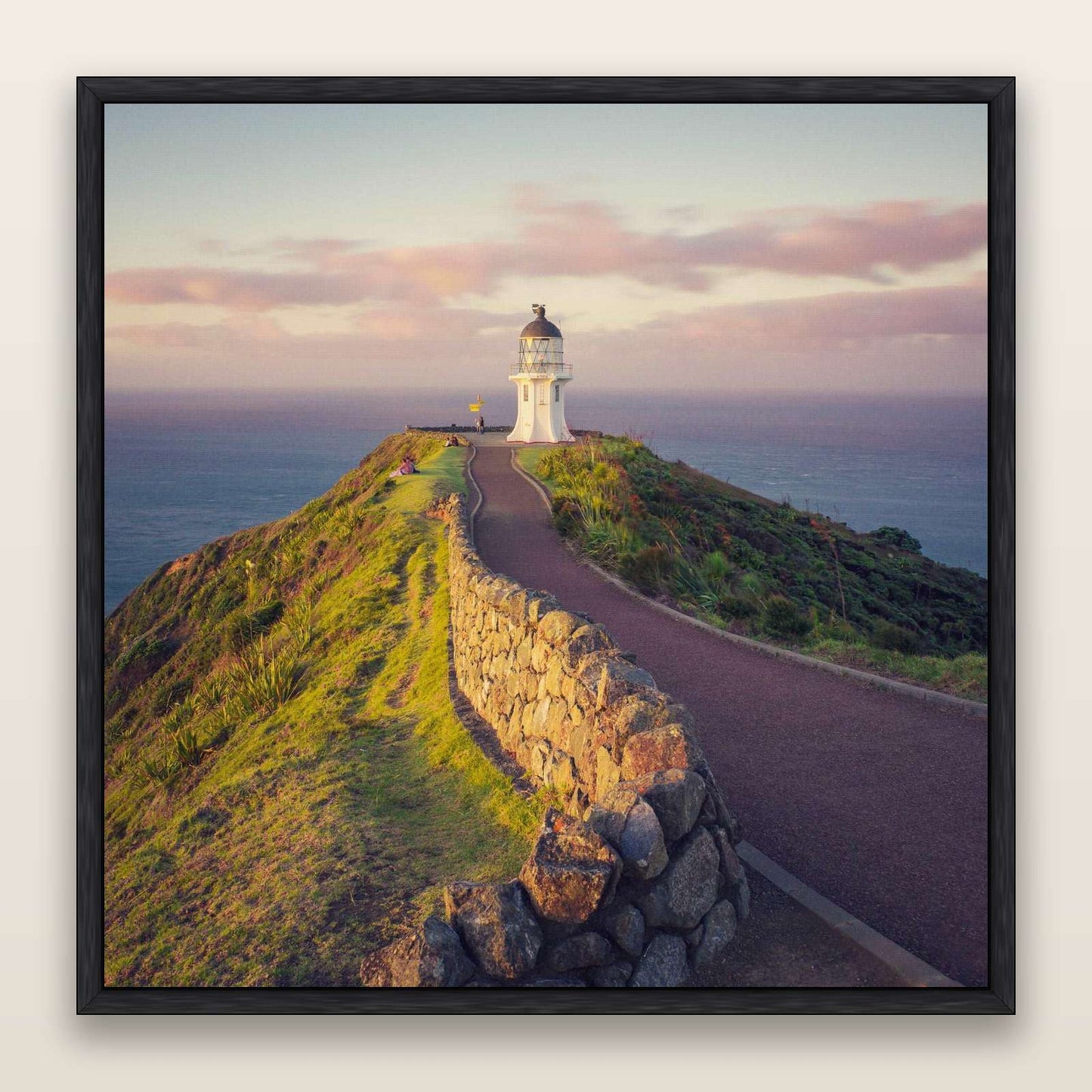 The Cape, Cape Reinga — framed metallic canvas print, Black frame. New Zealand fine art landscape wall art by Stephen Milner.