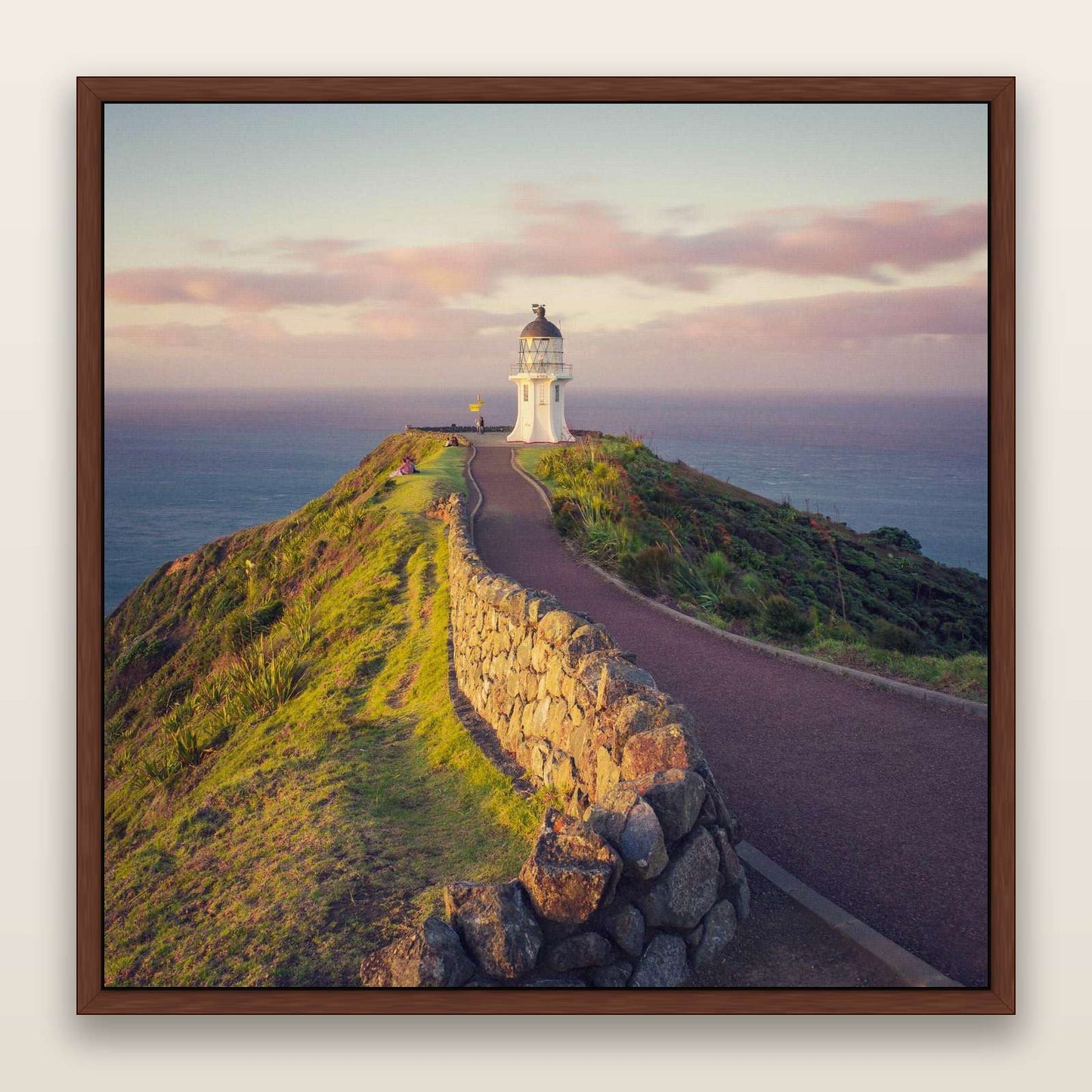The Cape, Cape Reinga — framed metallic canvas print, Brown frame. New Zealand fine art landscape wall art by Stephen Milner.