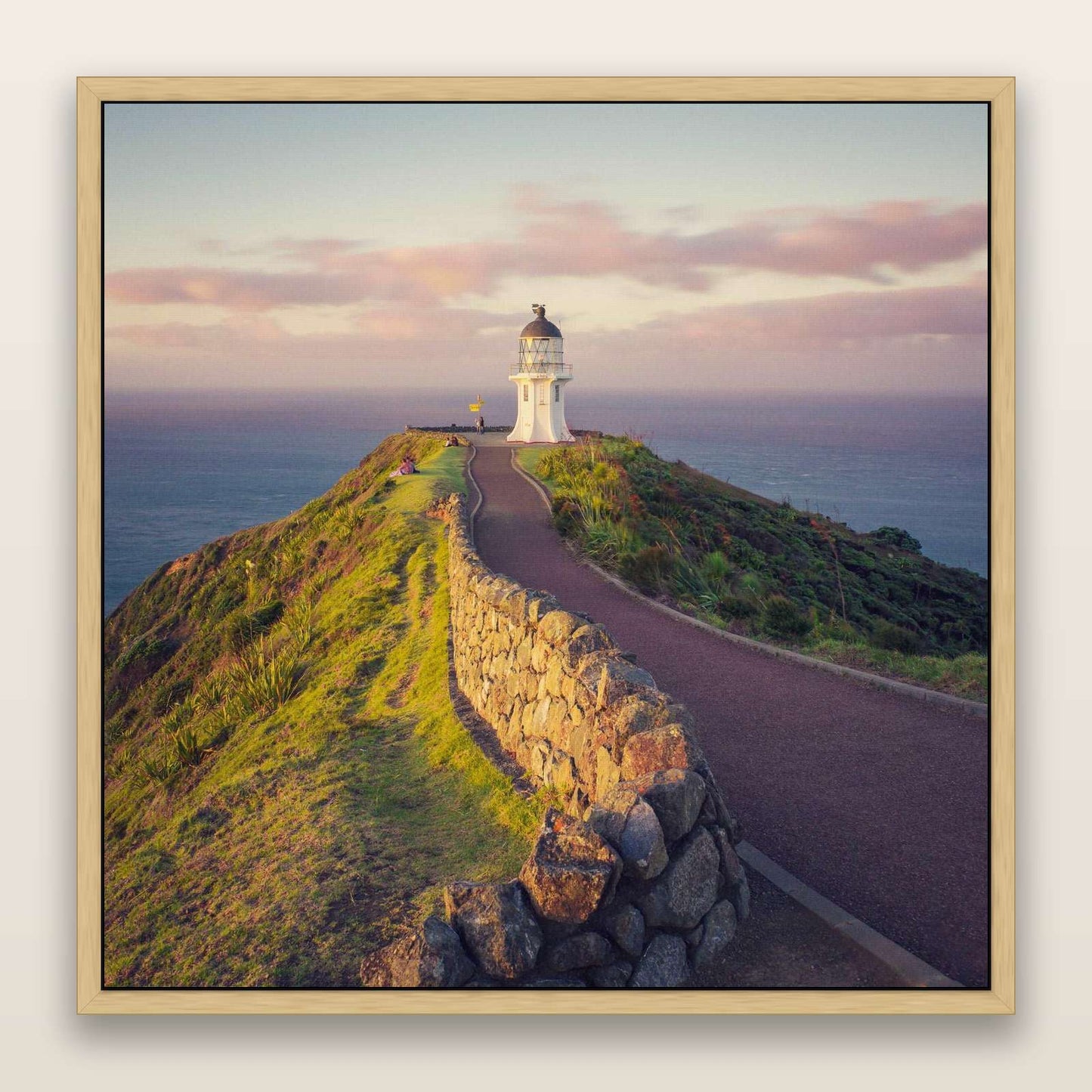 The Cape, Cape Reinga — framed metallic canvas print, Natural frame. New Zealand fine art landscape wall art by Stephen Milner.