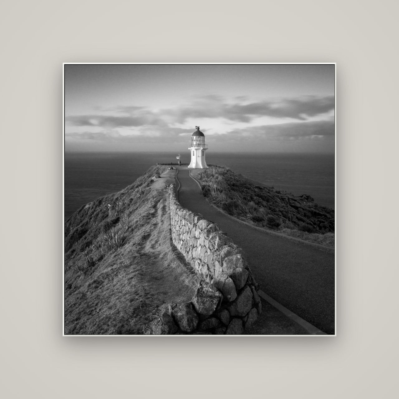 The Cape, Cape Reinga — ArtBox White, 120×120 cm. New Zealand fine art wall art by Stephen Milner.