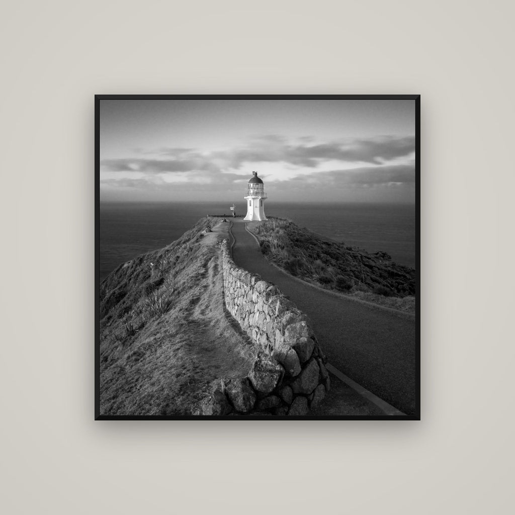 The Cape, Cape Reinga — Basel Black Matte, 100×100 cm. New Zealand fine art wall art by Stephen Milner.