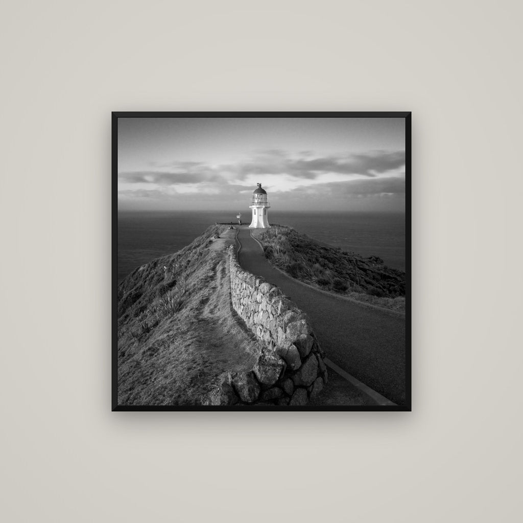 The Cape, Cape Reinga — Basel Black Matte, 80×80 cm. New Zealand fine art wall art by Stephen Milner.