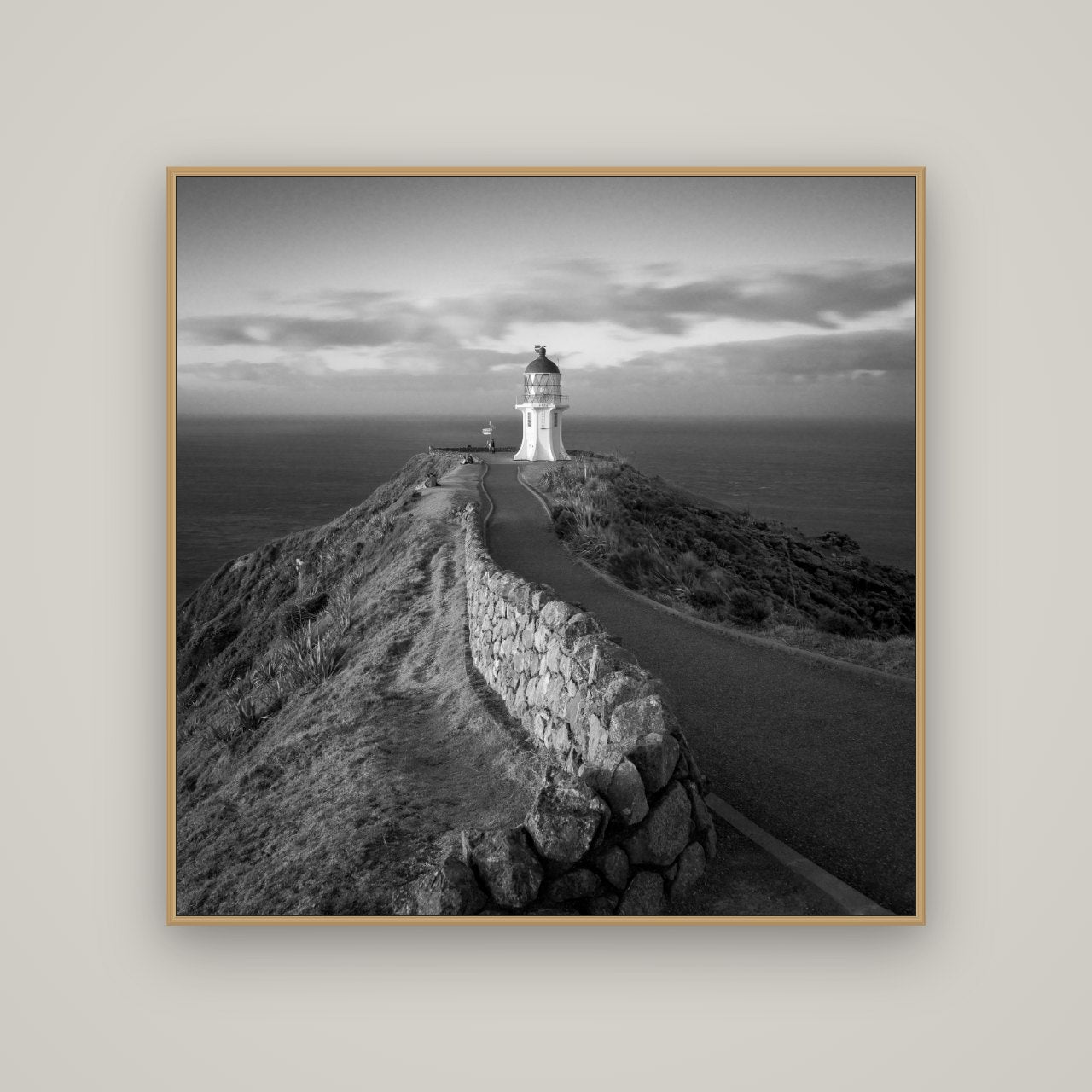 The Cape, Cape Reinga, Basel Natural Oak, 120×120 cm. New Zealand fine art wall art by Stephen Milner.