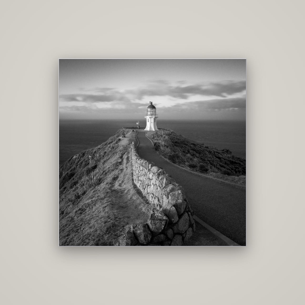 The Cape, Cape Reinga — Slimline Silver, 100×100 cm. New Zealand fine art wall art by Stephen Milner.