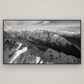 The Great Divide, Southern Alps — Basel Black, 196×110 cm. New Zealand fine art wall art by Stephen Milner.