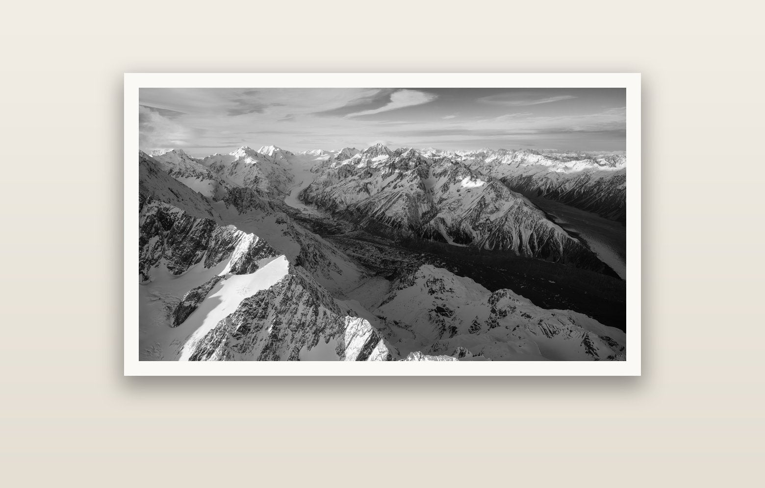 The Great Divide, Southern Alps — Hahnemühle fine art print, 120 × 70 cm. New Zealand fine art landscape photography by Stephen Milner.