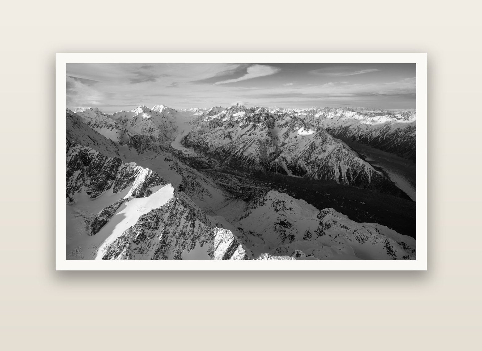 The Great Divide, Southern Alps — Hahnemühle fine art print, 150 × 75 cm. New Zealand fine art landscape photography by Stephen Milner.
