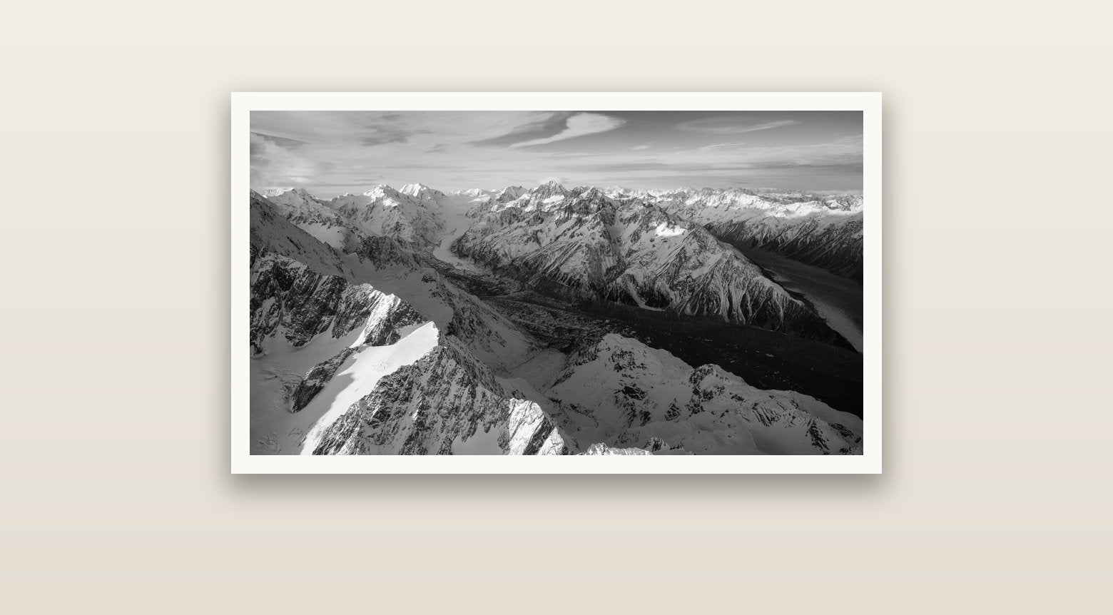 The Great Divide, Southern Alps — Hahnemühle fine art print, 91 × 51 cm. New Zealand fine art landscape photography by Stephen Milner.