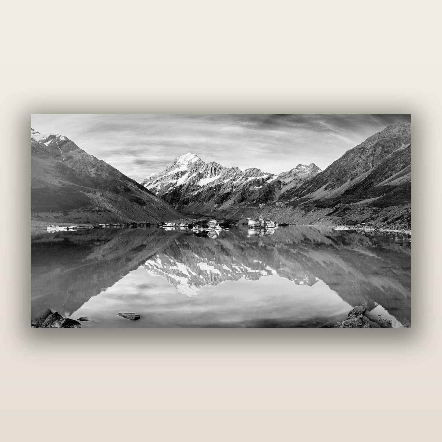 The Mirror Peak, Mount Cook — frameless acrylic glass print. New Zealand fine art landscape photography by Stephen Milner.
