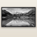 The Mirror Peak, Mount Cook — black float frame canvas, 200 × 130 cm. New Zealand fine art landscape wall art by Stephen Milner.