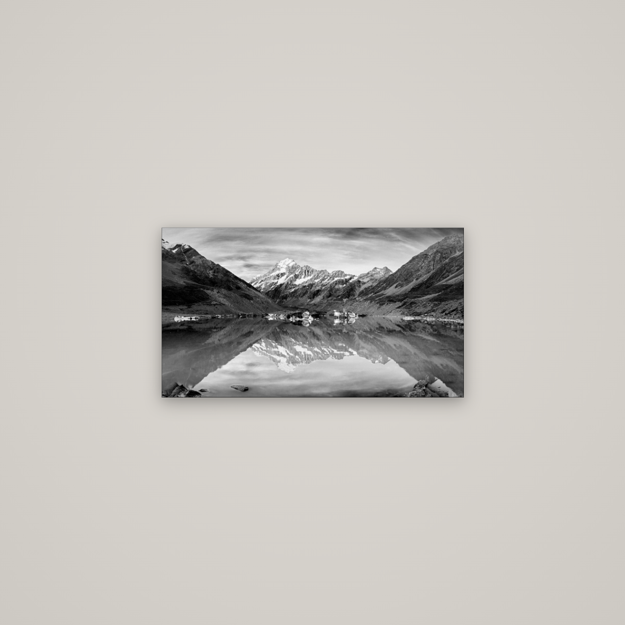 The Mirror Peak, Mount Cook — No frame, 64×36 cm. New Zealand fine art wall art by Stephen Milner.