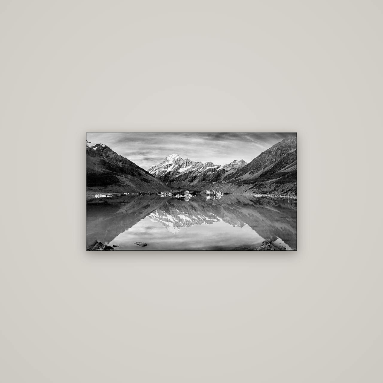 The Mirror Peak, Mount Cook — No frame, 80×45 cm. New Zealand fine art wall art by Stephen Milner.