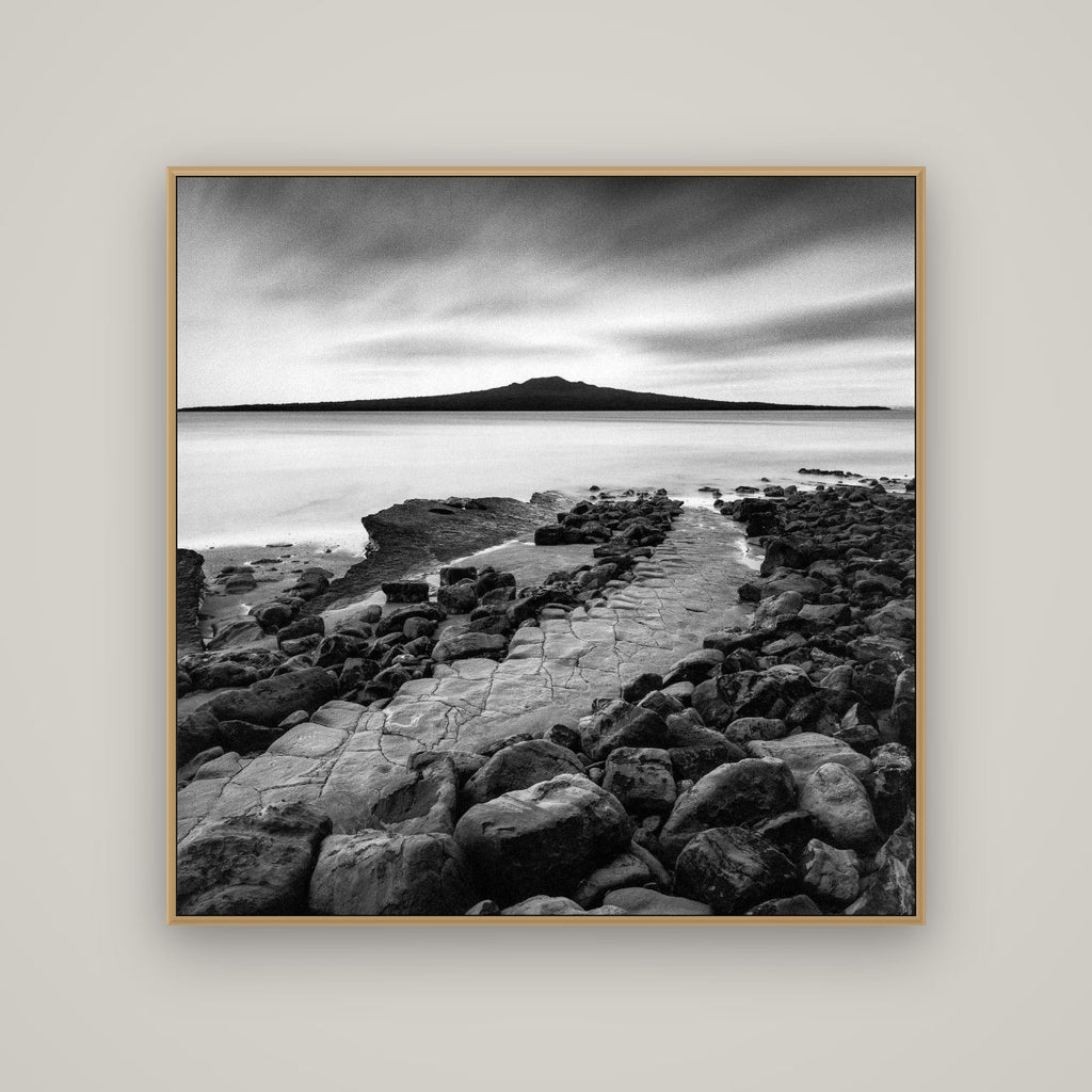 The Path to Rangitoto, Auckland Harbour, Basel Natural Oak, 120×120 cm. New Zealand fine art wall art by Stephen Milner.