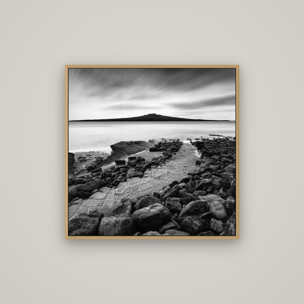 The Path to Rangitoto, Auckland Harbour, Basel Natural Oak, 80×80 cm. New Zealand fine art wall art by Stephen Milner.