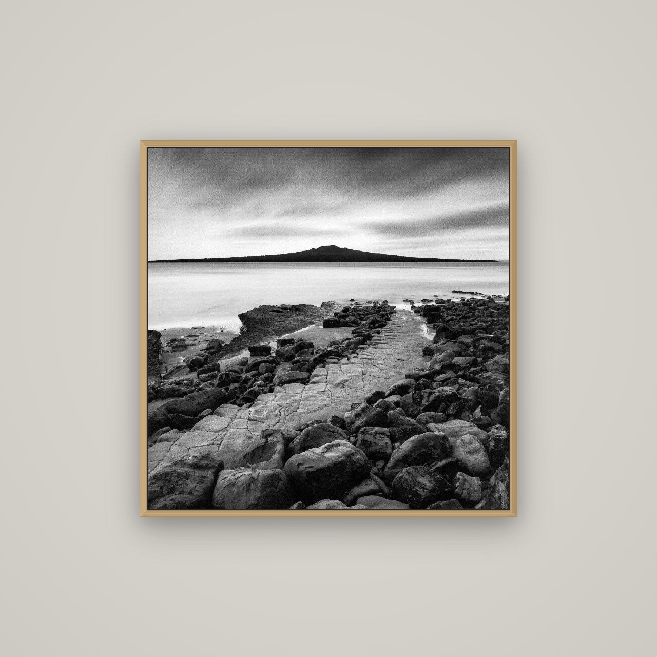 The Path to Rangitoto, Auckland Harbour, Basel Natural Oak, 80×80 cm. New Zealand fine art wall art by Stephen Milner.