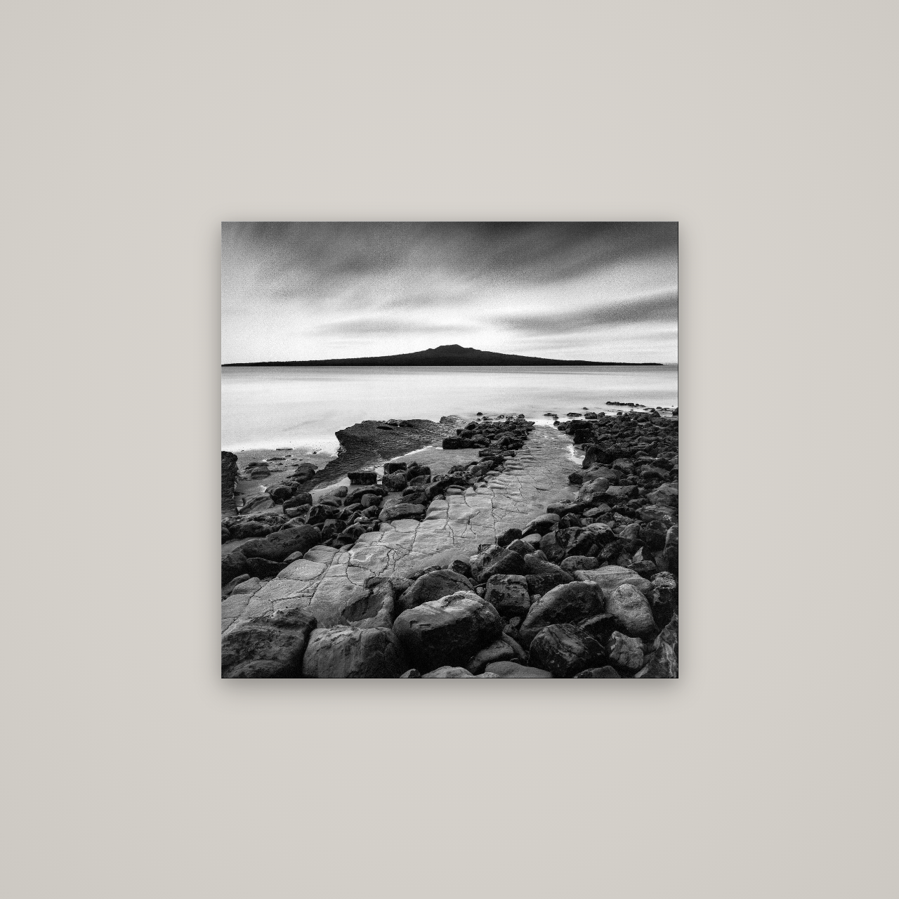 The Path to Rangitoto, Auckland Harbour — No frame, 70×70 cm. New Zealand fine art wall art by Stephen Milner.