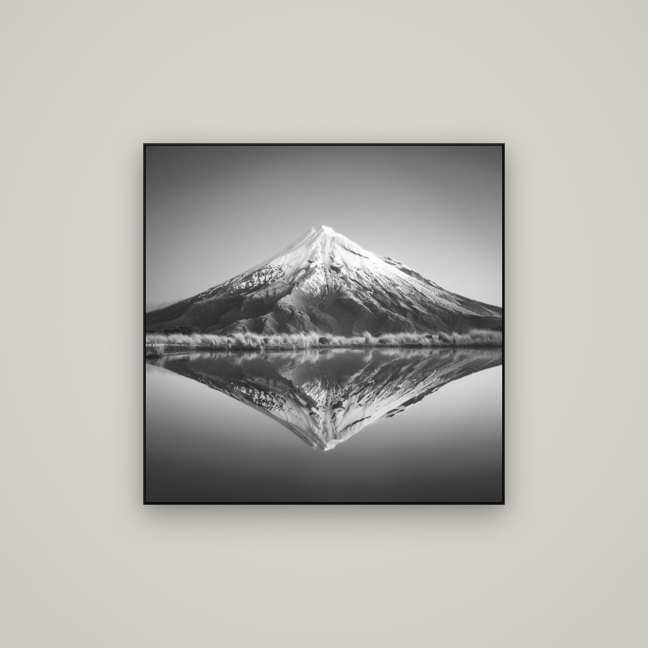 The Point, Mount Taranaki — ArtBox Black, 80×80 cm. New Zealand fine art wall art by Stephen Milner.