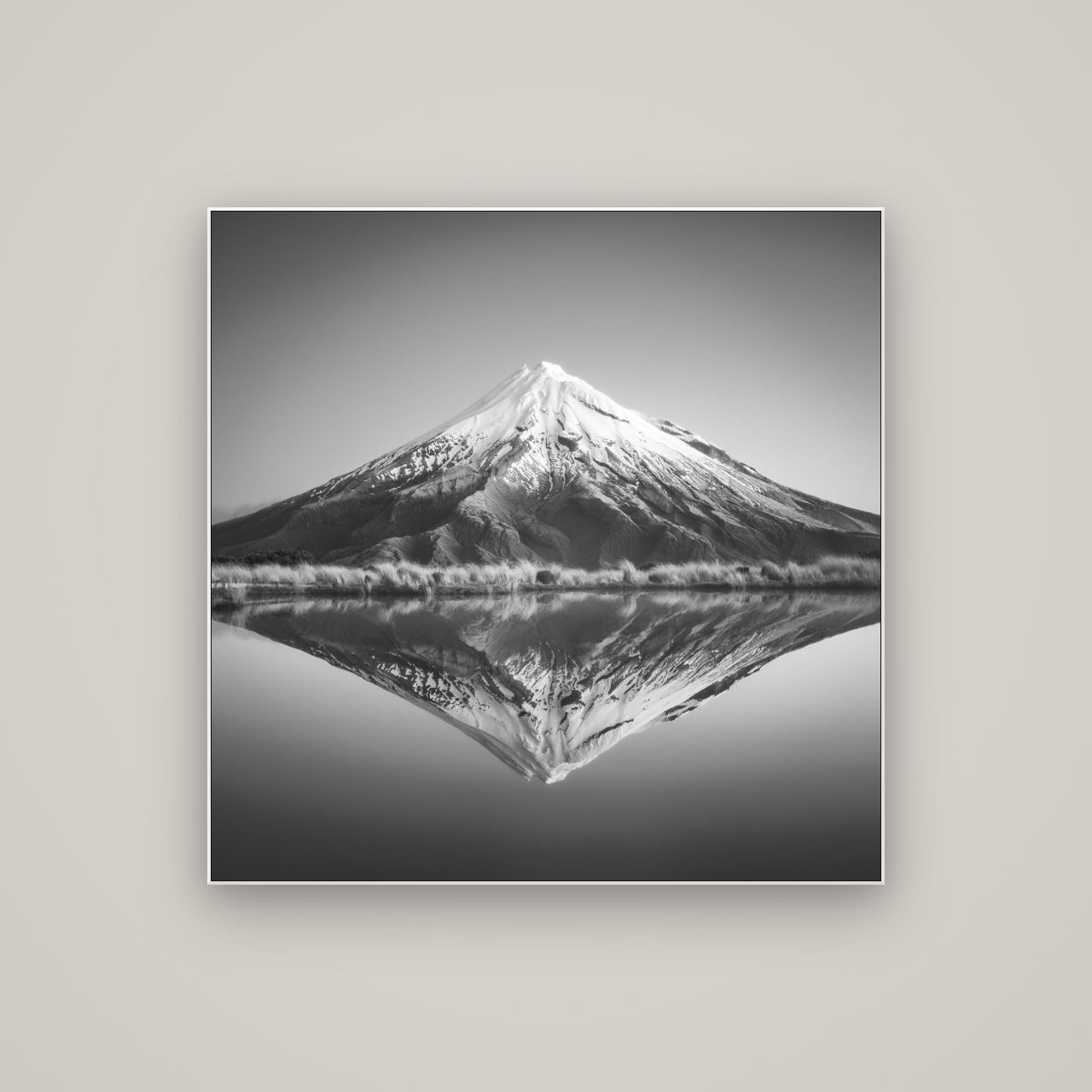 The Point, Mount Taranaki — ArtBox White, 100×100 cm. New Zealand fine art wall art by Stephen Milner.