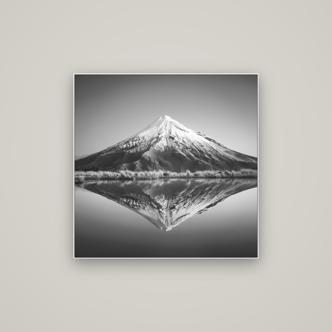 The Point, Mount Taranaki — ArtBox White, 80×80 cm. New Zealand fine art wall art by Stephen Milner.