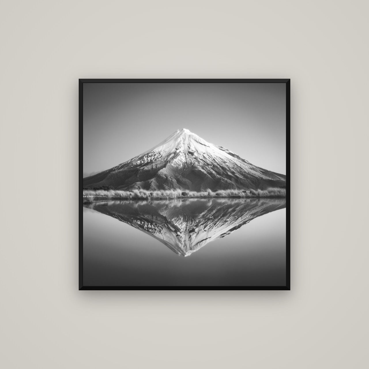 The Point, Mount Taranaki — Basel Black, 80×80 cm. New Zealand fine art wall art by Stephen Milner.