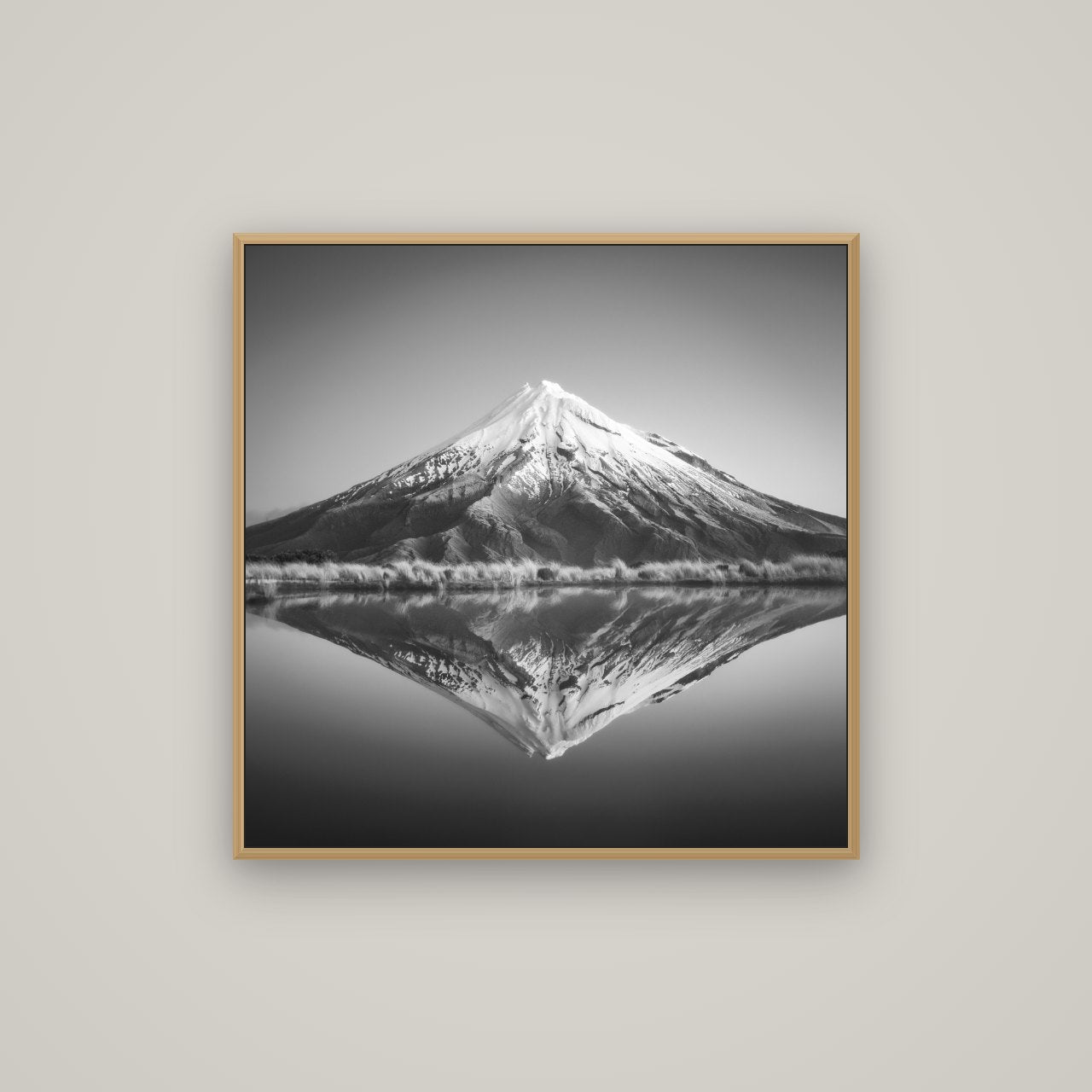 The Point, Mount Taranaki, Basel Natural Oak, 80×80 cm. New Zealand fine art wall art by Stephen Milner.