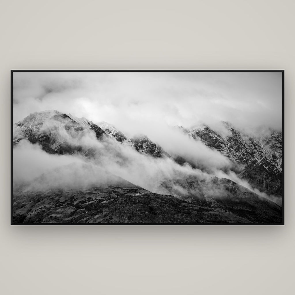 The Remarkables, Queenstown — Basel Black Matte, 196×110 cm. New Zealand fine art wall art by Stephen Milner.