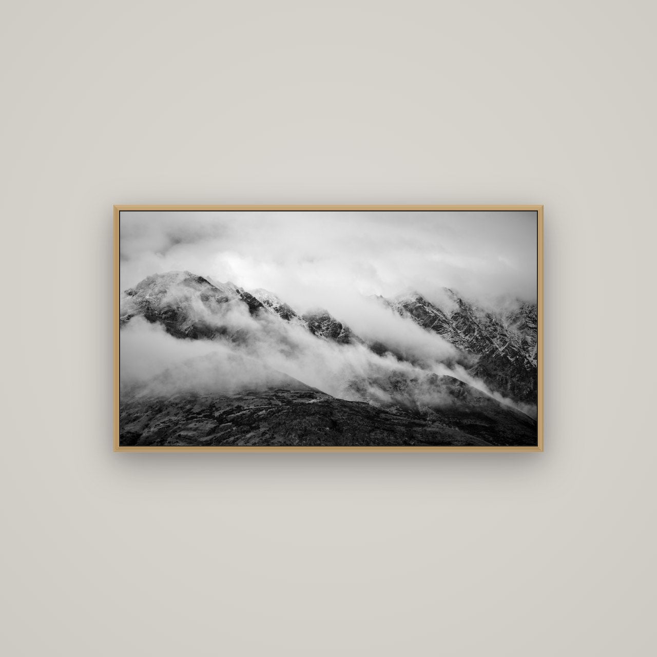 The Remarkables, Queenstown, Basel Natural Oak, 107×60 cm. New Zealand fine art wall art by Stephen Milner.