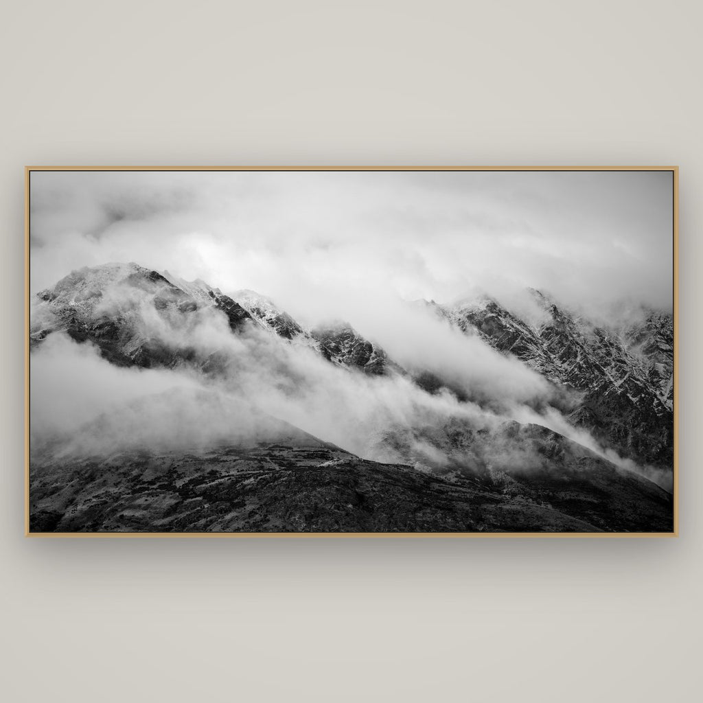 The Remarkables, Queenstown, Basel Natural Oak, 196×110 cm. New Zealand fine art wall art by Stephen Milner.