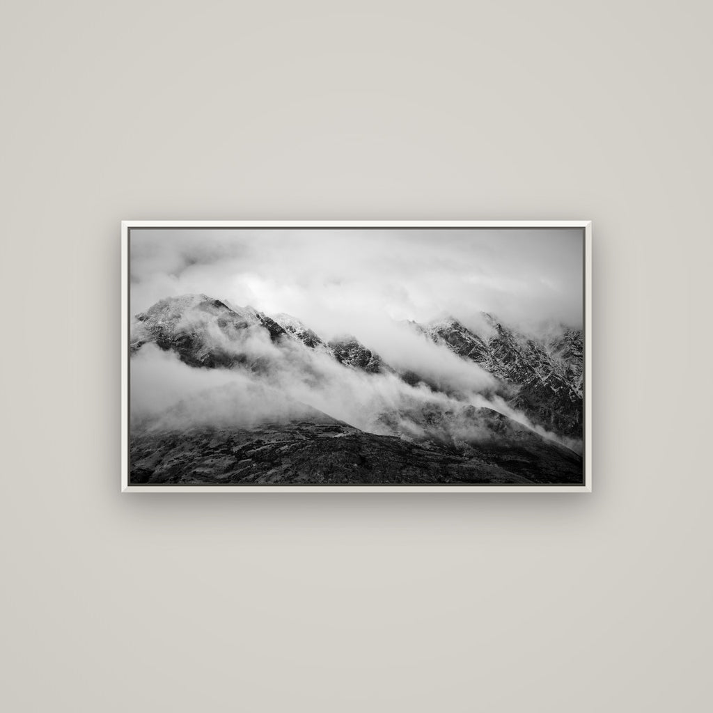 The Remarkables, Queenstown — Basel White, 107×60 cm. New Zealand fine art wall art by Stephen Milner.