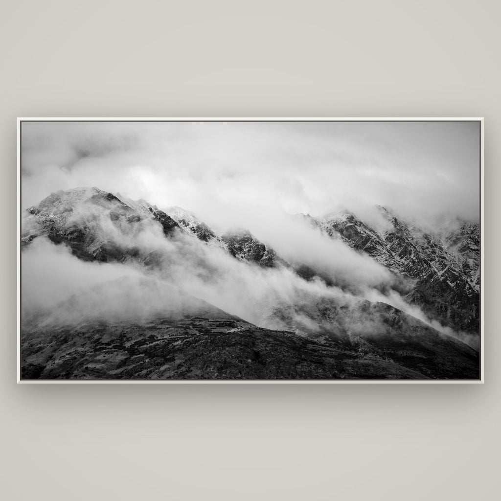 The Remarkables, Queenstown — Basel White, 196×110 cm. New Zealand fine art wall art by Stephen Milner.