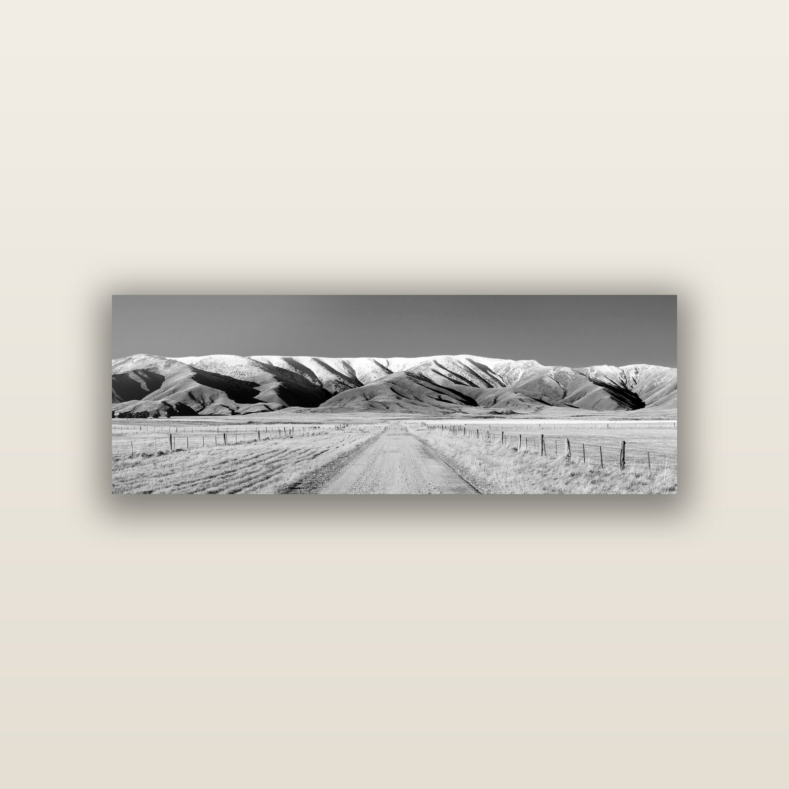 The Road to Hawkdun Heights — acrylic panel print, small 76 × 25 cm. New Zealand fine art landscape wall art by Stephen Milner.