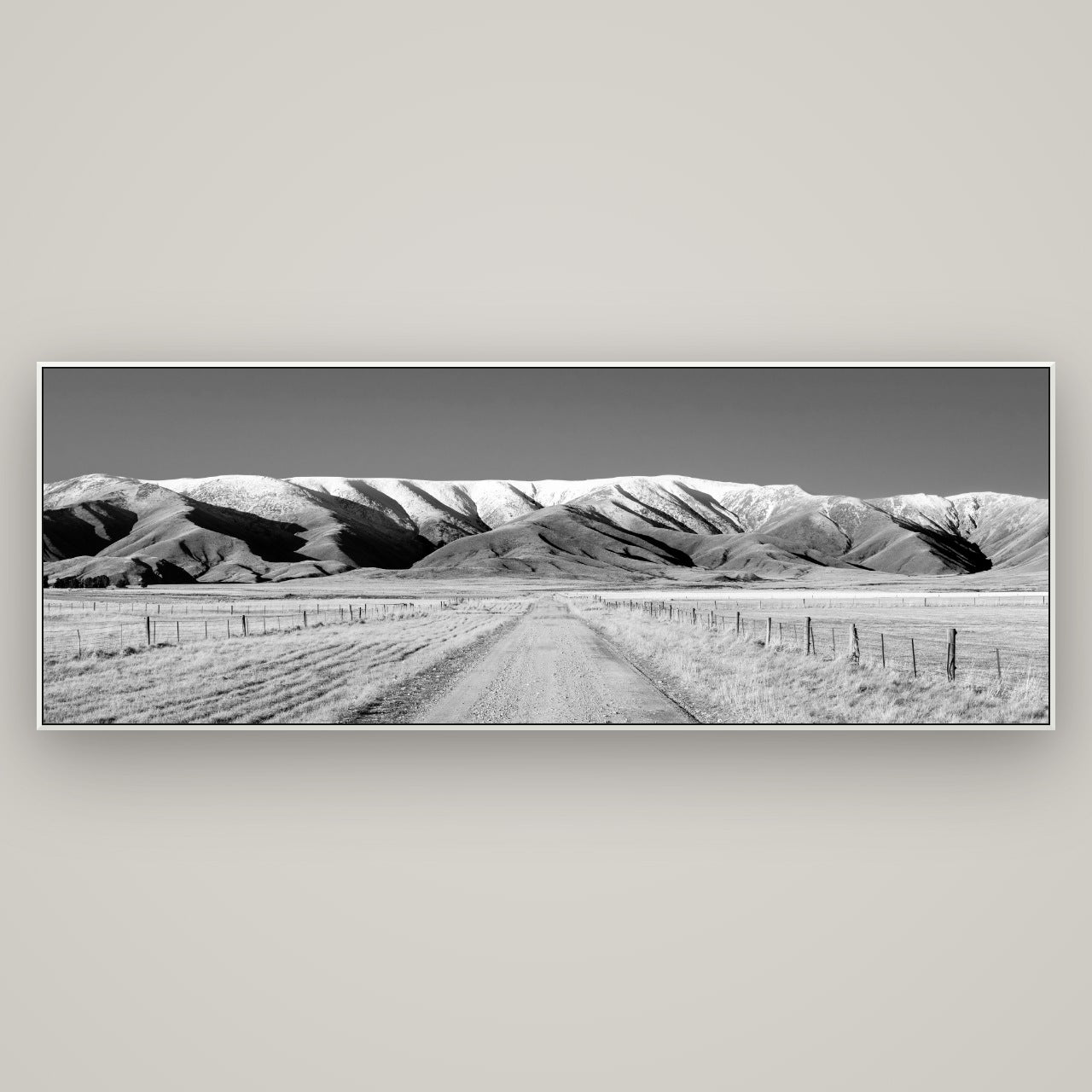 The Road to Hawkdun Heights — ArtBox White, 198×70 cm. New Zealand fine art wall art by Stephen Milner.