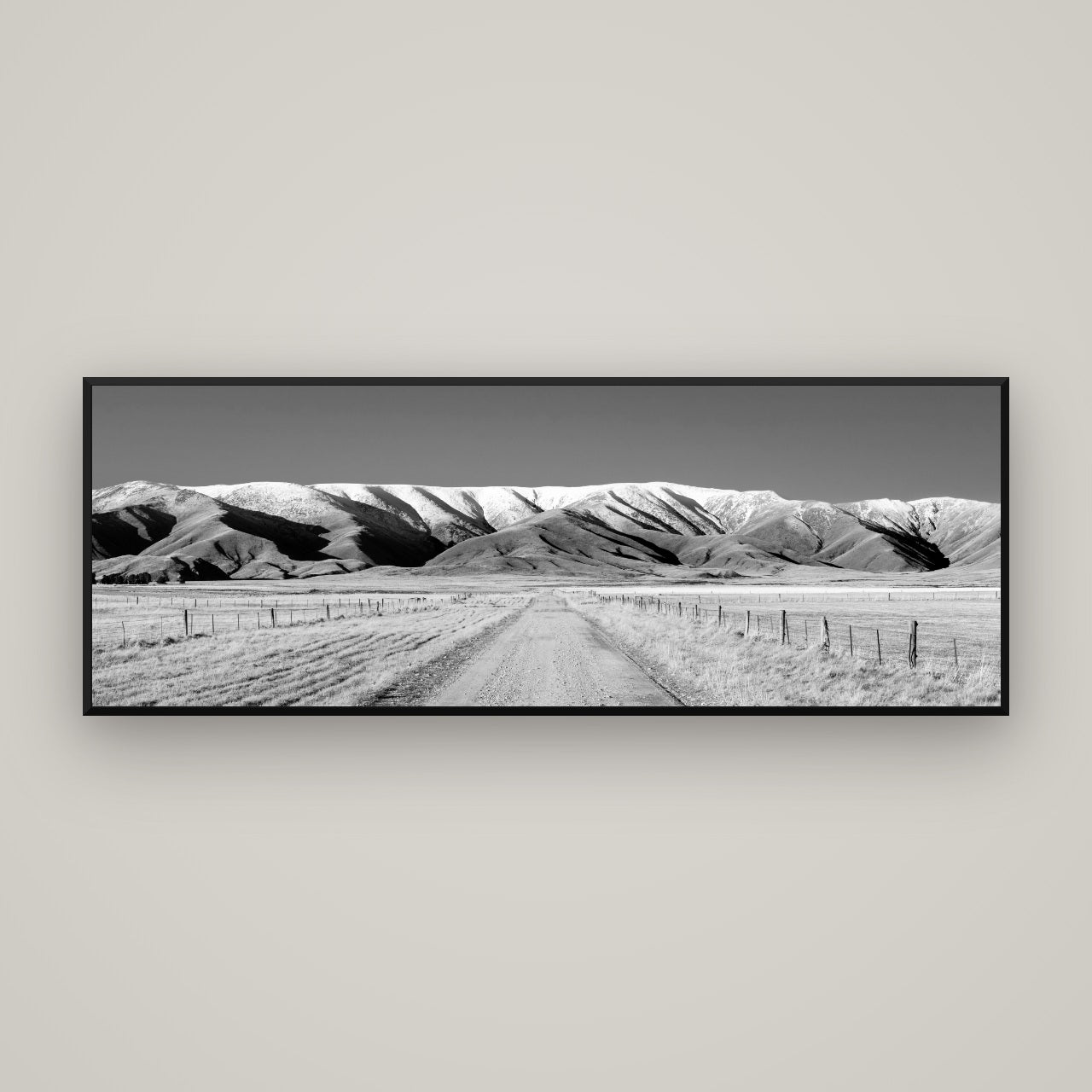 The Road to Hawkdun Heights — Basel Black, 170×60 cm. New Zealand fine art wall art by Stephen Milner.