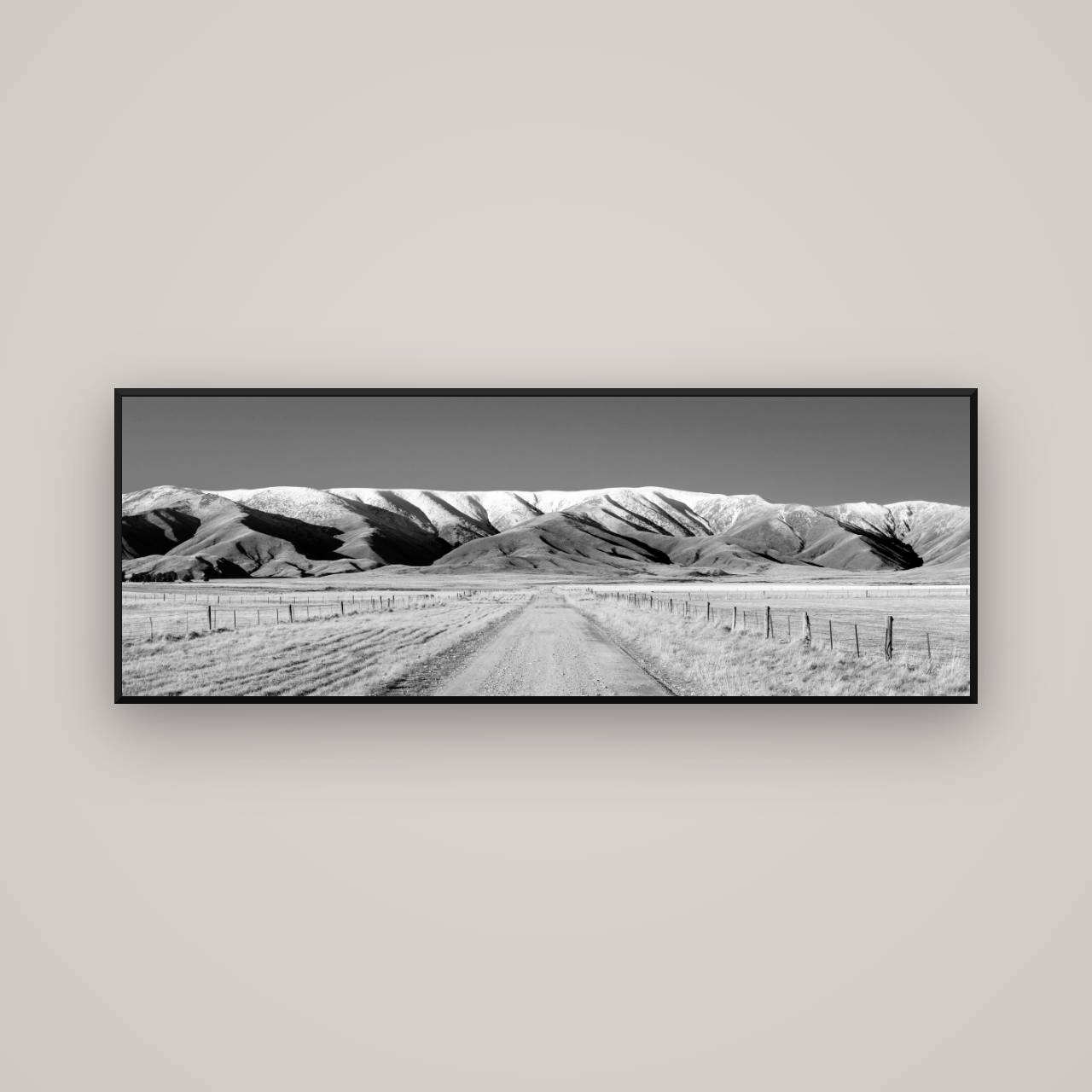 The Road to Hawkdun Heights — Basel Black Matte, 170×60 cm. New Zealand fine art wall art by Stephen Milner.