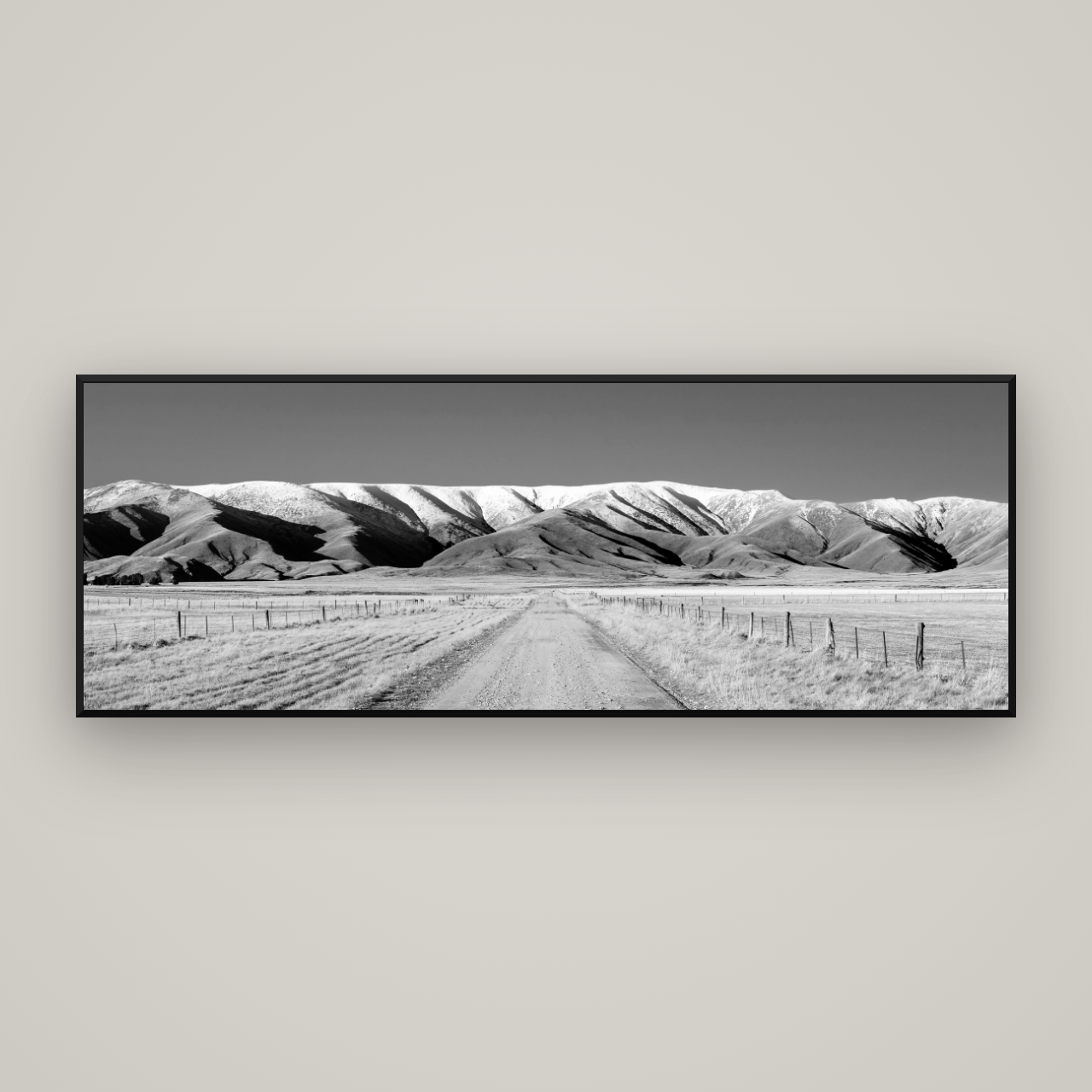 The Road to Hawkdun Heights — Basel Black Matte, 198×70 cm. New Zealand fine art wall art by Stephen Milner.