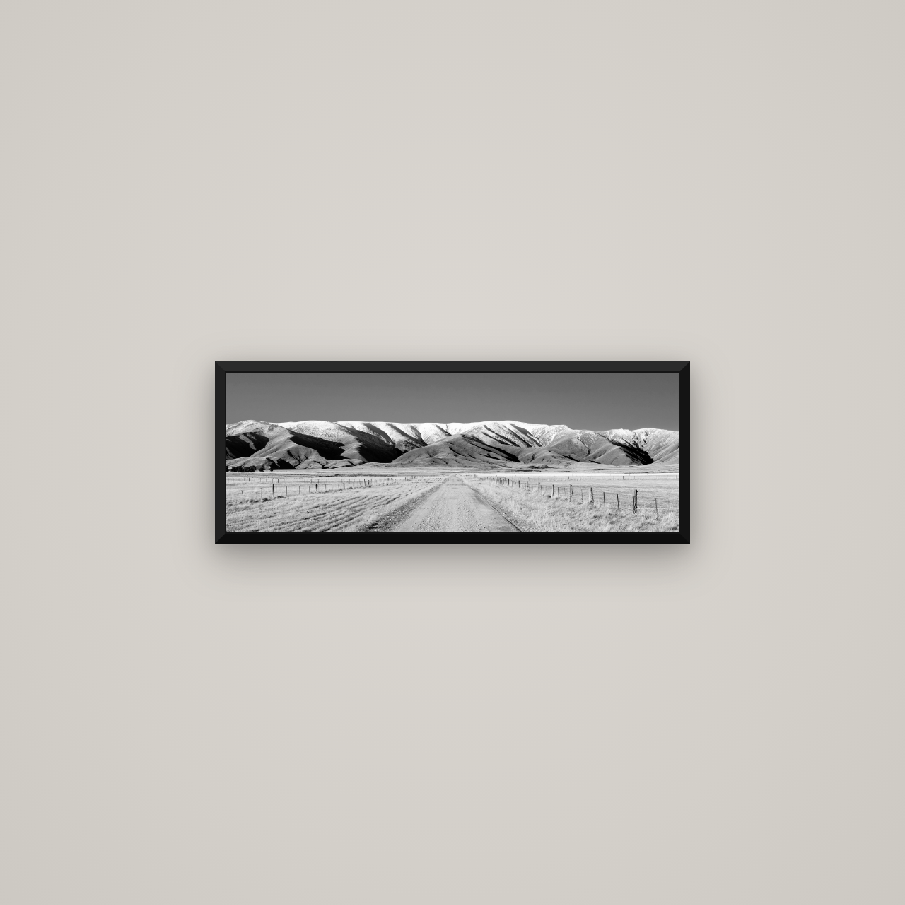 The Road to Hawkdun Heights — Basel Black Matte, 68×24 cm. New Zealand fine art wall art by Stephen Milner.