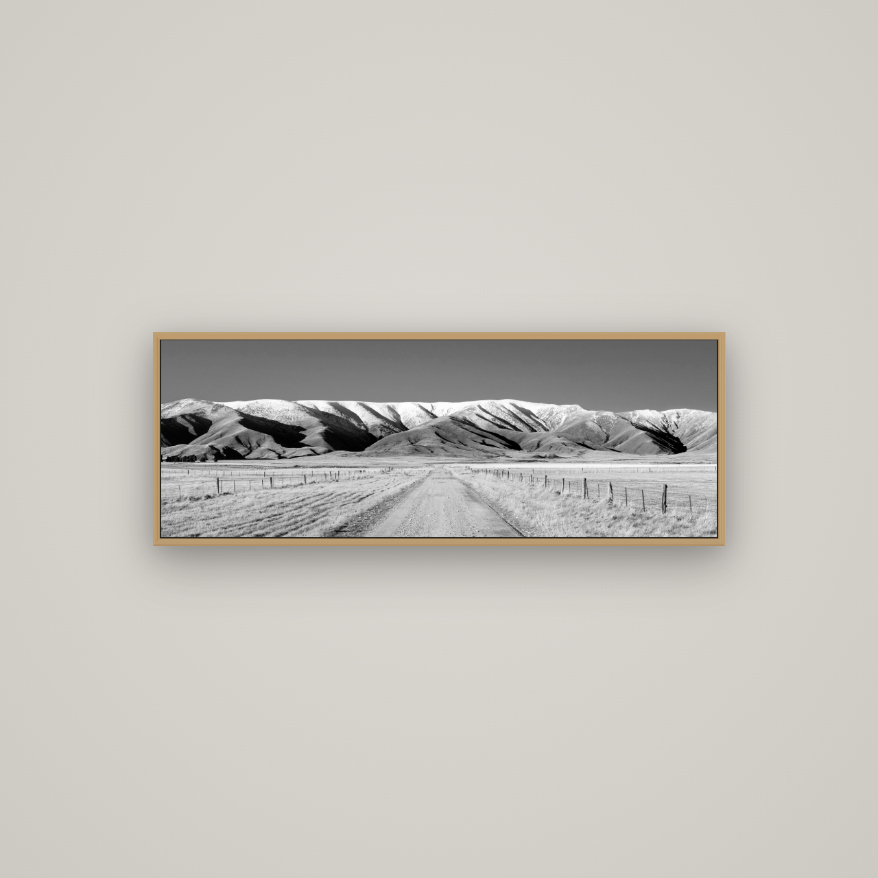 The Road to Hawkdun Heights, Basel Natural Oak, 113×40 cm. New Zealand fine art wall art by Stephen Milner.