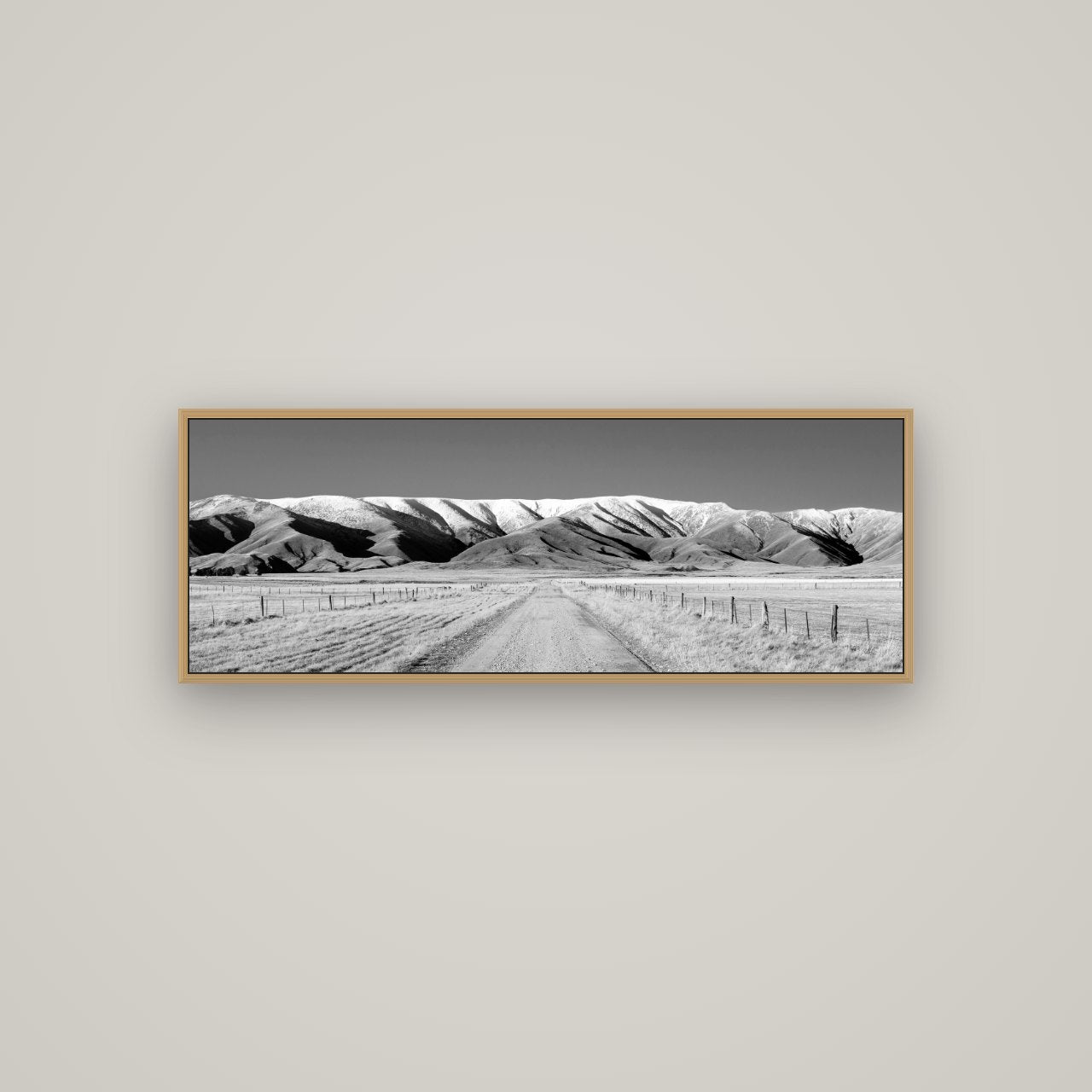 The Road to Hawkdun Heights, Basel Natural Oak, 113×40 cm. New Zealand fine art wall art by Stephen Milner.