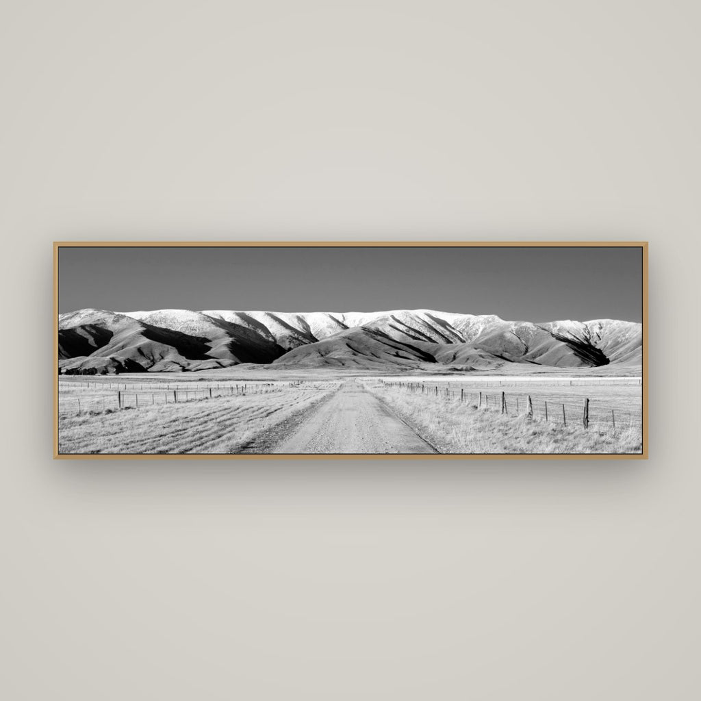 The Road to Hawkdun Heights, Basel Natural Oak, 170×60 cm. New Zealand fine art wall art by Stephen Milner.