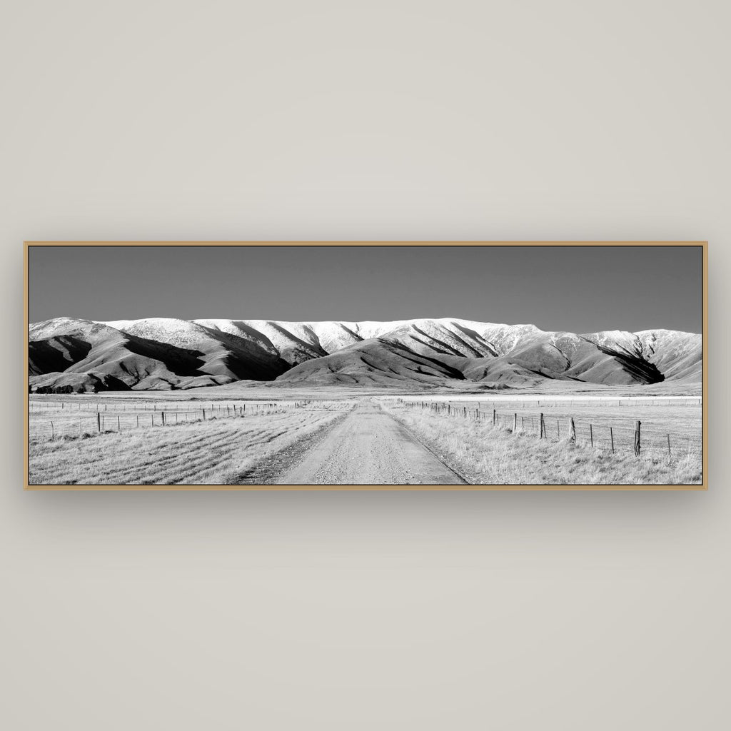 The Road to Hawkdun Heights, Basel Natural Oak, 198×70 cm. New Zealand fine art wall art by Stephen Milner.