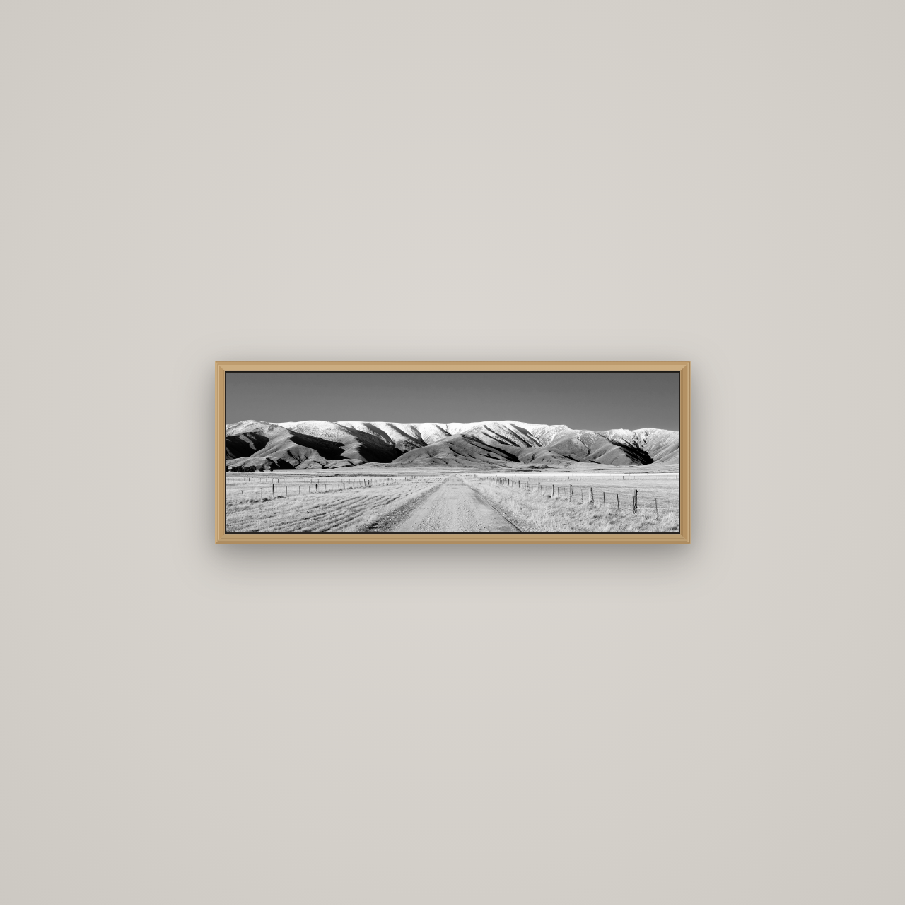 The Road to Hawkdun Heights, Basel Natural Oak, 68×24 cm. New Zealand fine art wall art by Stephen Milner.