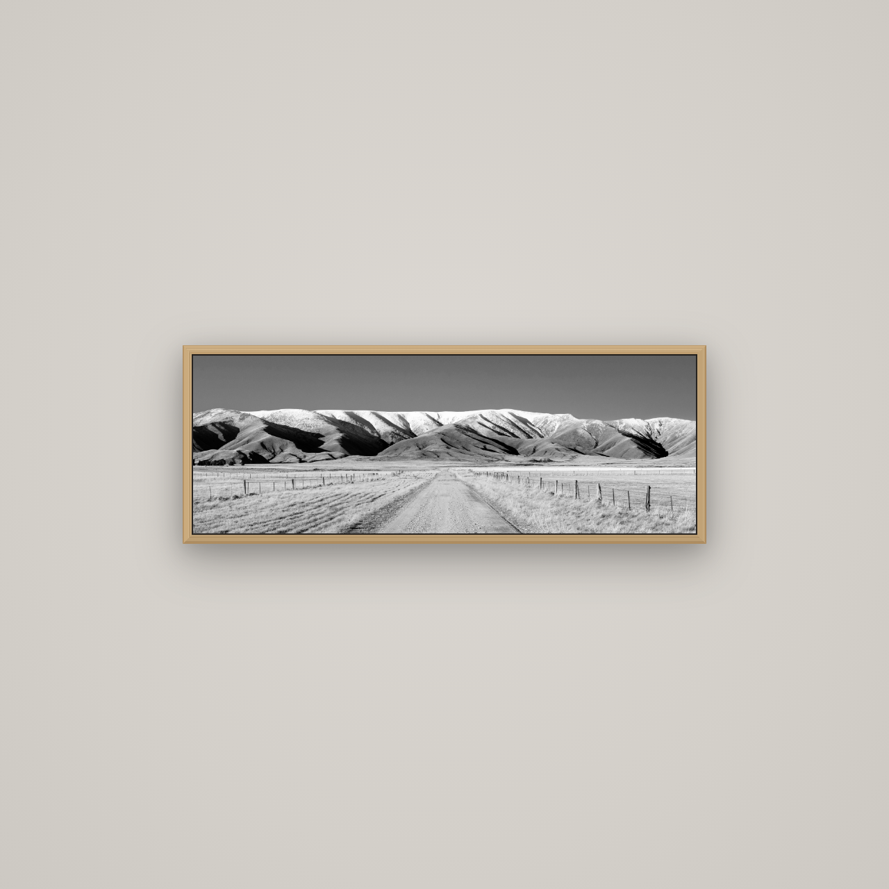 The Road to Hawkdun Heights, Basel Natural Oak, 85×30 cm. New Zealand fine art wall art by Stephen Milner.
