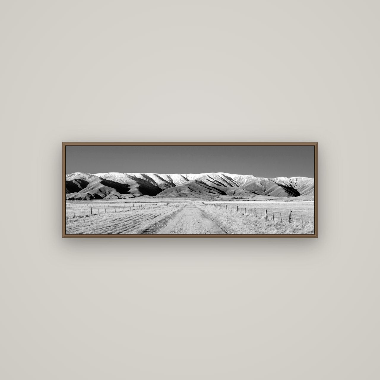The Road to Hawkdun Heights, Basel Walnut, 113×40 cm. New Zealand fine art wall art by Stephen Milner.