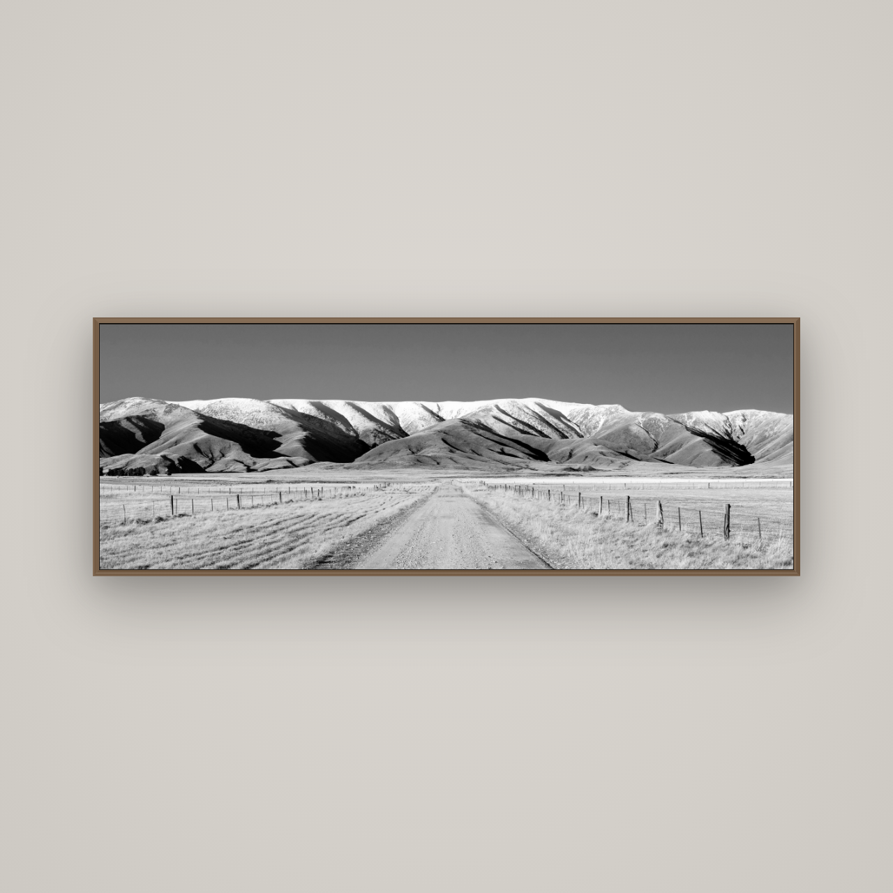 The Road to Hawkdun Heights, Basel Walnut, 170×60 cm. New Zealand fine art wall art by Stephen Milner.