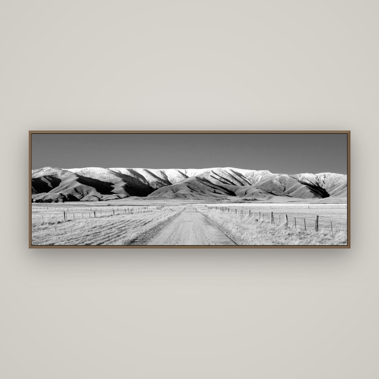 The Road to Hawkdun Heights, Basel Walnut, 170×60 cm. New Zealand fine art wall art by Stephen Milner.