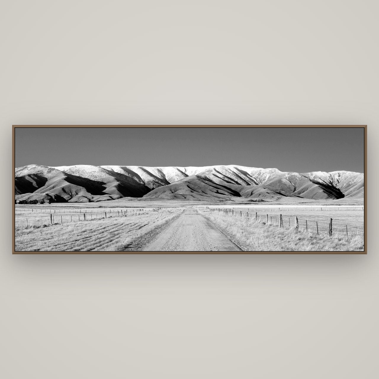 The Road to Hawkdun Heights, Basel Walnut, 198×70 cm. New Zealand fine art wall art by Stephen Milner.